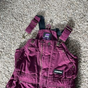 Very gently worn Berne Bib Overalls Youth Insulated Girl Size XS Purple Plum